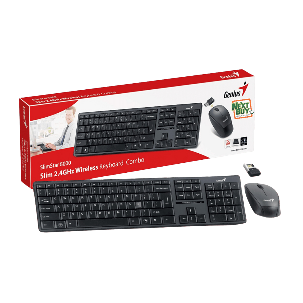 Kit Teclado Y Mouse Para Pc Inalambricos Slim 8000 Se Genius Color Del Mouse Negro Color Del Teclado Negro