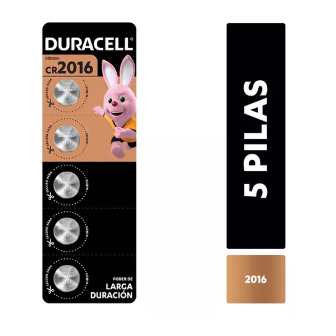 PILAS BOTON DURACELL PACK 5 PILAS CR2016