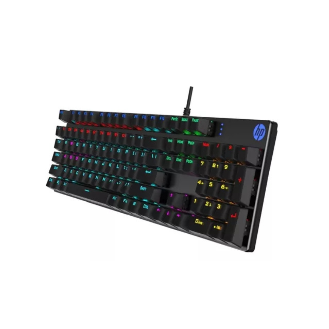 Teclado Gamer Hp Qwerty Español Color Negro Con Luz Rainbow