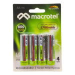 PILAS RECARGABLES MACROTEL AA MW2300 2700MAH 1.2V