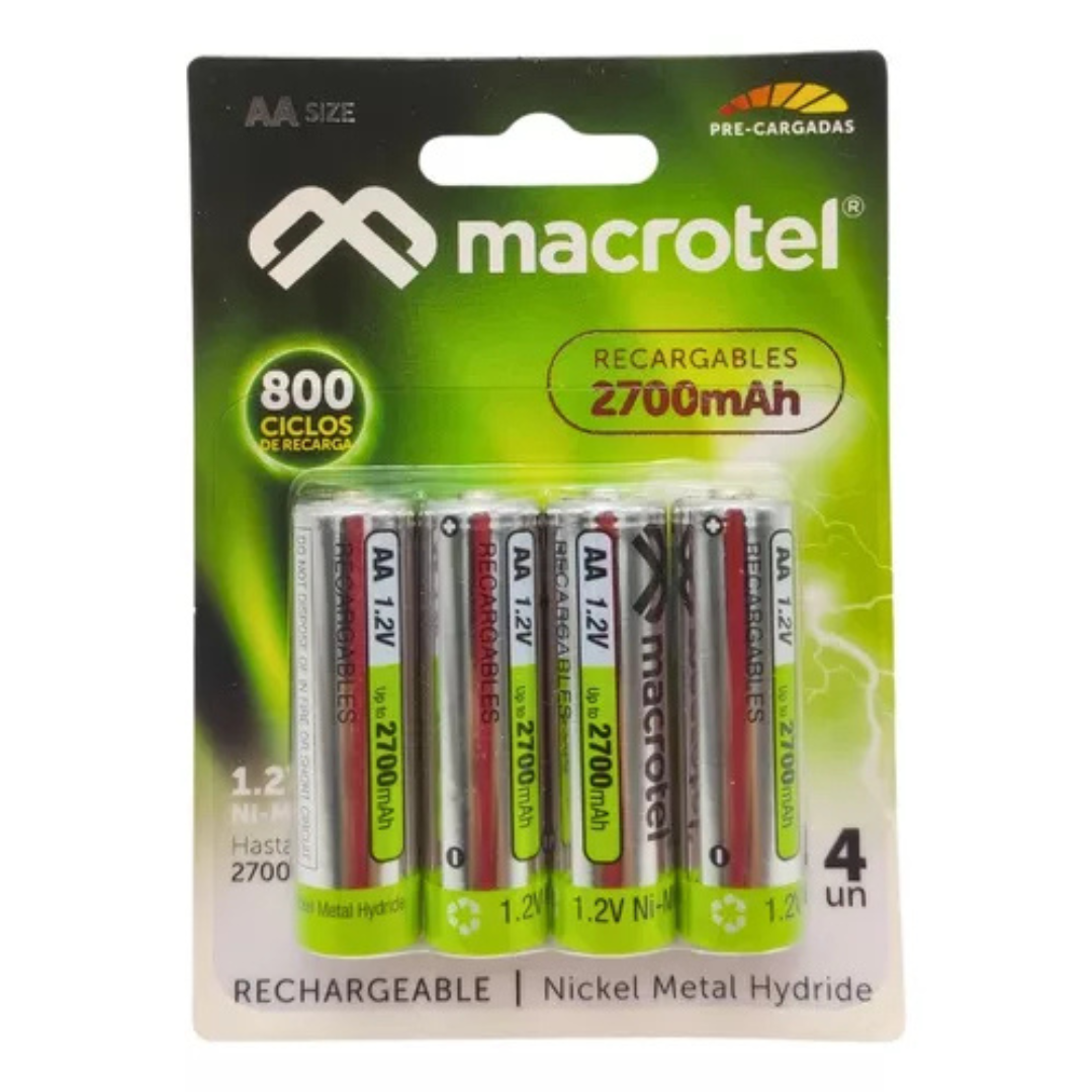 PILAS RECARGABLES MACROTEL AA MW2300 2700MAH 1.2V