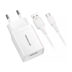 CARGADOR USB TECNOLAB CARGA RAPIDA CON CABLE TIPO C TL465 BLANCO - Imagen 2