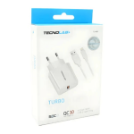 CARGADOR USB TECNOLAB CARGA RAPIDA CON CABLE TIPO C TL465 BLANCO - Imagen 3