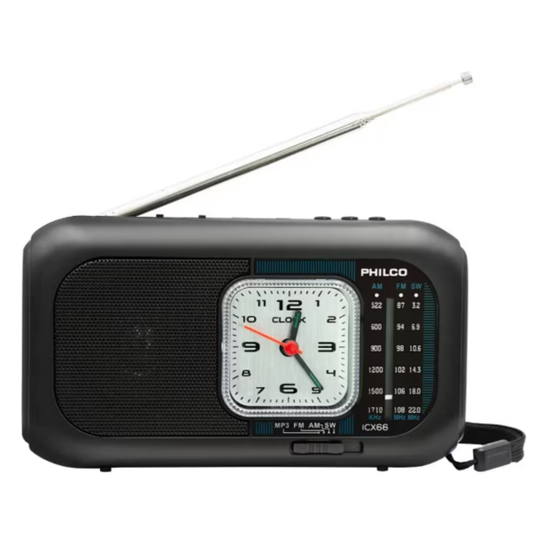 RADIO CON PANEL SOLAR DE EMERGENCIA PHILCO ICX66 NEGRO