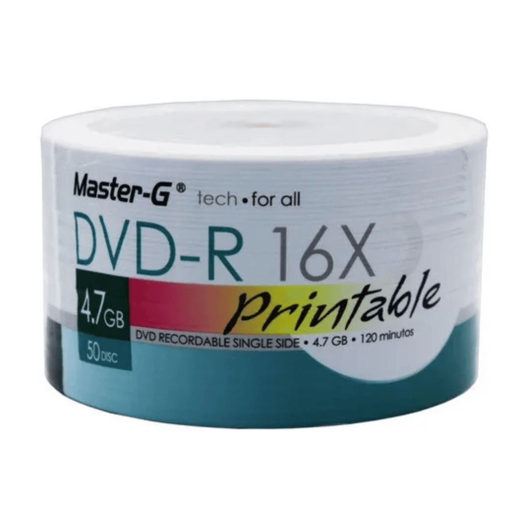 DVD IMPRIMIBLE MASTER-G  4,7GB 16X50 UNIDADES BLANCO