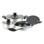 Batería De Cocina Max 7 Pzs Acero Inoxidable Vitrex Plateado