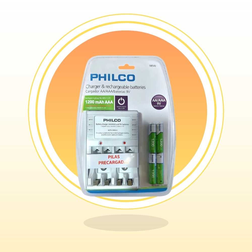 Cargador Philco AA AAA Batería 9v 9854J: Energía Insuperable e Increíble en tus Manos